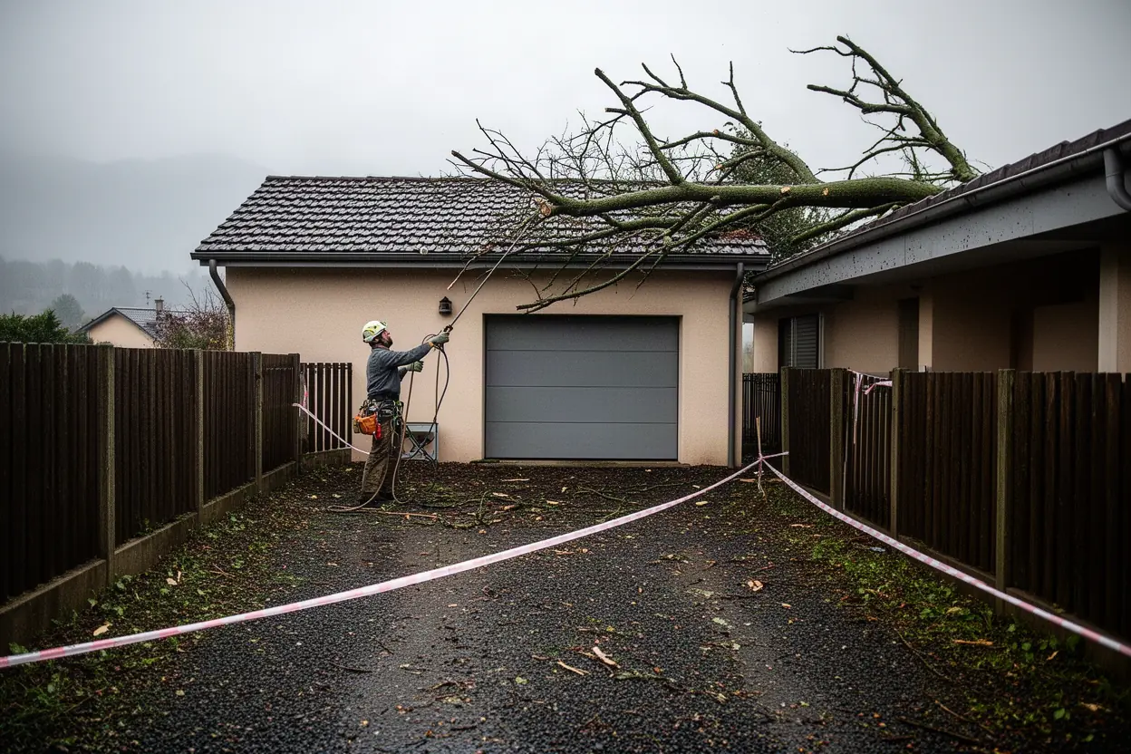 Sécurisation urgente d'un arbre endommagé à Beure